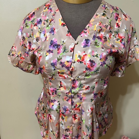Dolan Left Coast Collection x Anthropologie “Mitzi” Floral Blouse Oversized XS - Picture 3 of 12